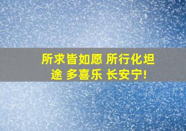 所求皆如愿 所行化坦途 多喜乐 长安宁!